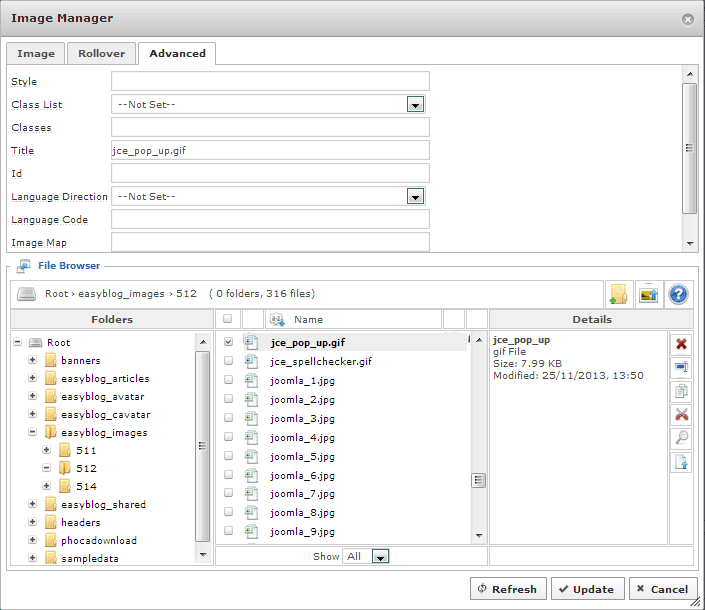 Joomla JCE 高级图像管理